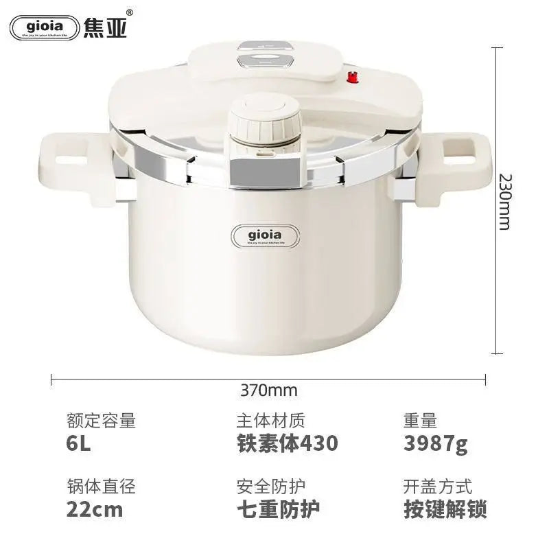 6L Enamel Pressure Cooker Multifunctional Pressure-Limited Explosion-proof Pressure Cooker Stainless Steel Kitchen Pressure Pot