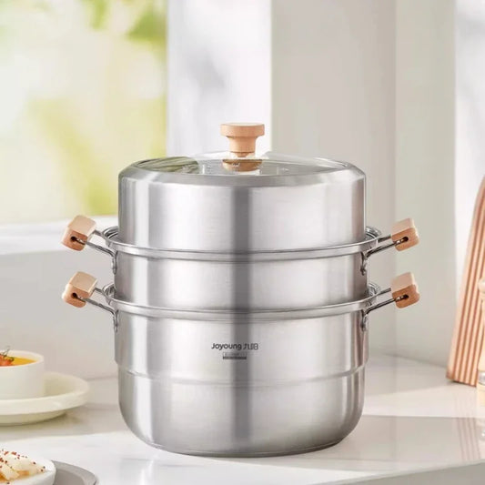 304 Stainless Steel Steamer Household Steamer Fish Steamed Bread Pot Three-layer Thickened Induction Cooker Gas Stove