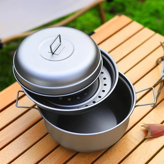 Kleine Natur Titan Handwerk Camping Haus manns kost Dampfer neues Kochgeschirr Mini Dampfer