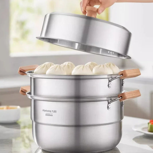 304 Stainless Steel Steamer Household Steamer Fish Steamed Bread Pot Three-layer Thickened Induction Cooker Gas Stove